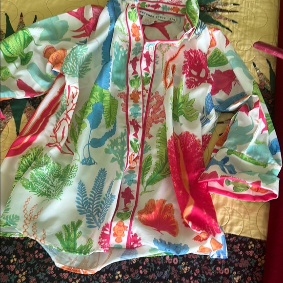 Gretchen Scott Designs 3/4 sleeve blouse Button Down Shirt Medium - Picture 4 of 8